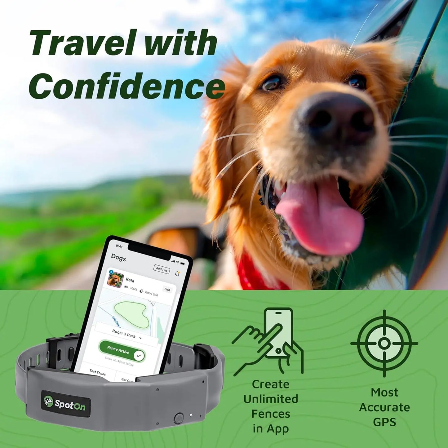 Longer Battery Life, GPS Dog Fence, App Based Wireless Dog Fence Collar, Waterproof, Accurate & Reliable GPS Dog Fence Sy