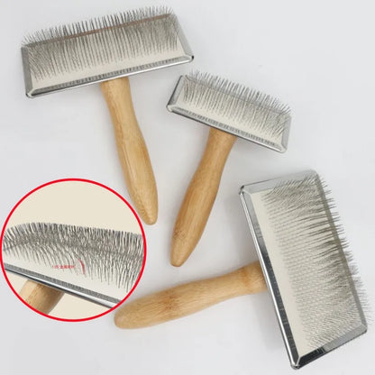 Dog Comb Solid Wood Dog Brush Pet Hair Remover Massage Cat Brush Pet Grooming Stainless Steel Combs for Cats Hair Knot Opening