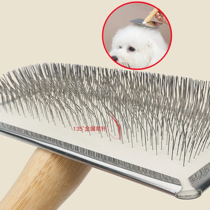 Dog Comb Solid Wood Dog Brush Pet Hair Remover Massage Cat Brush Pet Grooming Stainless Steel Combs for Cats Hair Knot Opening