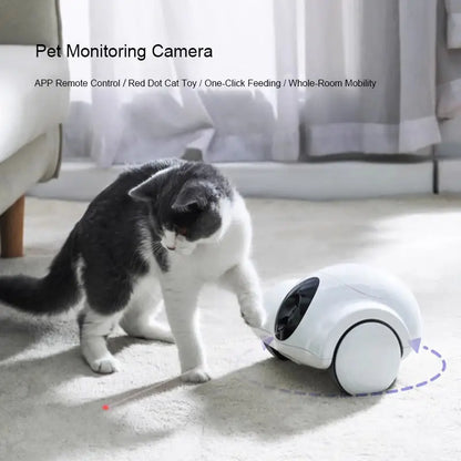 LMZOE Wifi Connection Pet Companion Laser Toy Food Treat Dispenser with Camera Cat Dog Toy Smart Companion Robot for Pets ﻿