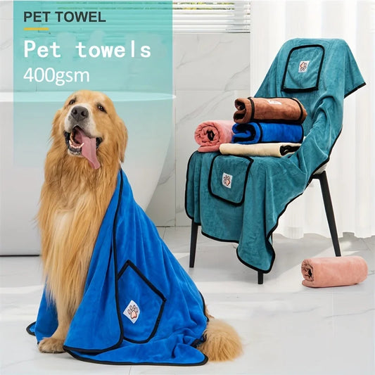 Pet Towels for Drying Dogs and Cats. Super Absorbent Soft Microfiber Pet Bath Grooming Towel for Large Medium Small Dogs and Cats.