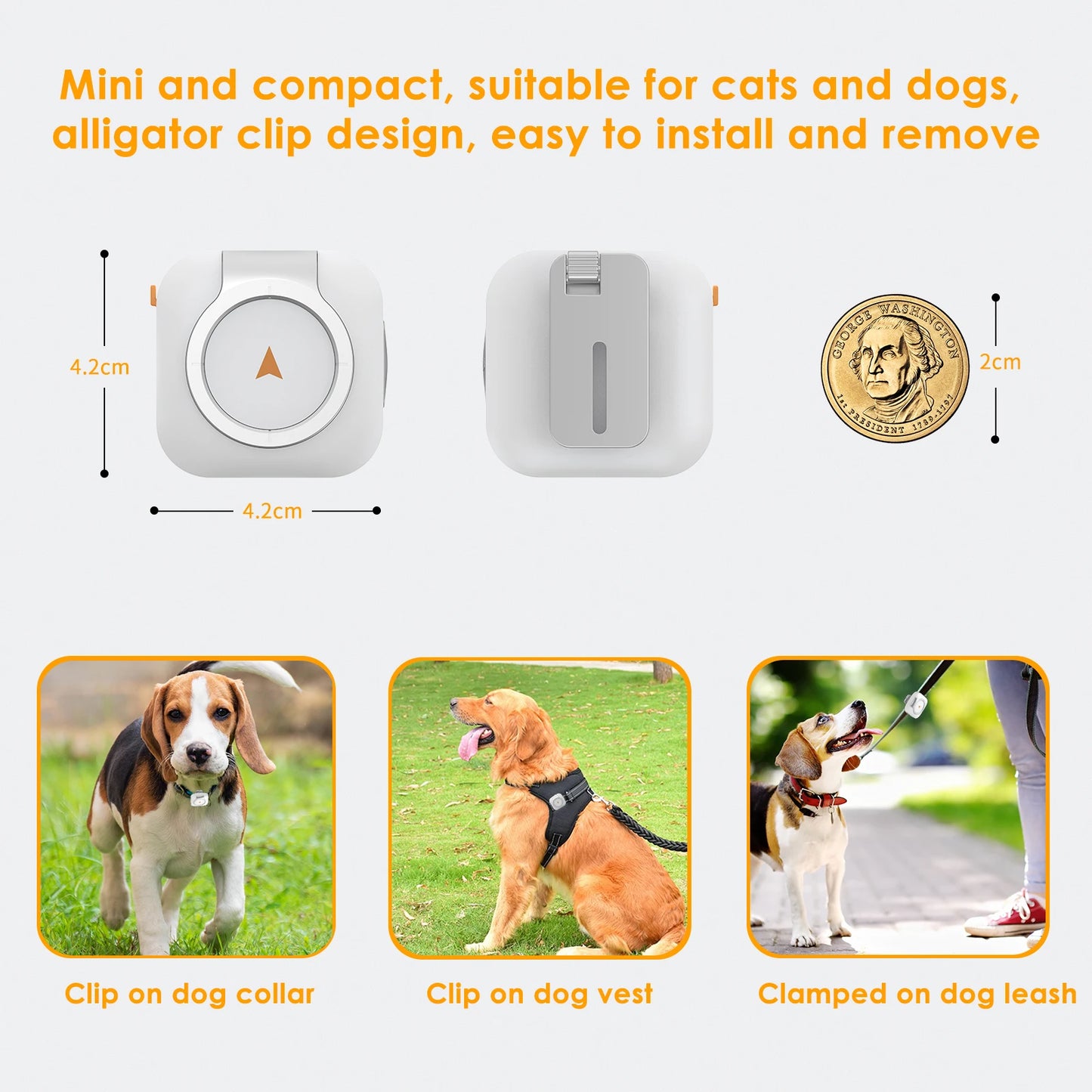 Mini 4G GPS Tracker for Dogs Cats with Health Monitor GPS Dog Fence Waterproof  Works with Any Collar Android iOS Universal