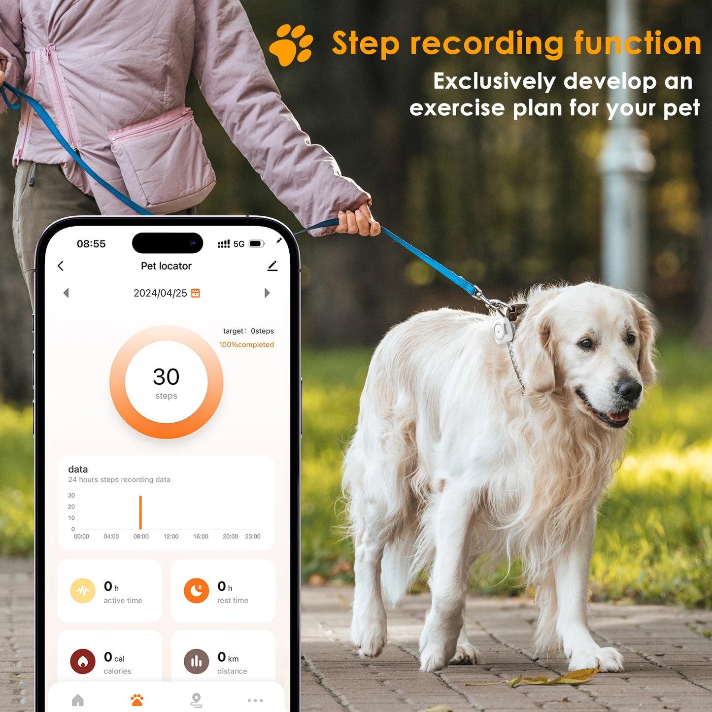 Mini 4G GPS Tracker for Dogs Cats with Health Monitor GPS Dog Fence Waterproof  Works with Any Collar Android iOS Universal