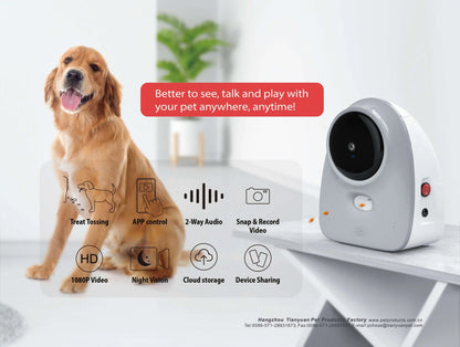 1080P HD WiFi Pet Camera Feeder Night Vision Pet Smart Companion Robot Dog Treat Dispenser