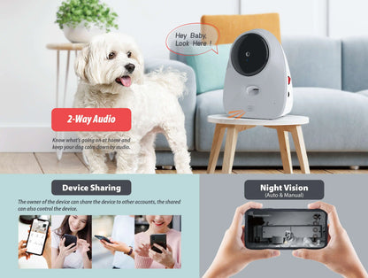 1080P HD WiFi Pet Camera Feeder Night Vision Pet Smart Companion Robot Dog Treat Dispenser